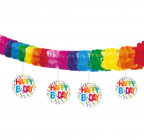 Girlande Multicolor mit Happy Birthday Banner