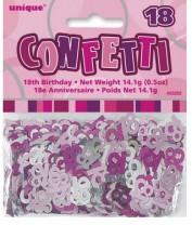 Tischkonfetti - Zahl 18  - Pink / Silber Mix