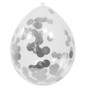Konfetti Luftballons - Silber Metallic - 4er Set