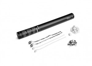 50cm Konfetti Shooter - Streamer Mix - Weiss + Silber