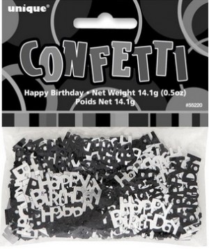 Tischkonfetti - Happy Birthday - Schwarz Silber Mix