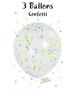3er Blister Konfetti Luftballons - Pastell Konfetti