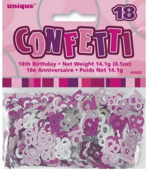 Tischkonfetti - Zahl 18  - Pink / Silber Mix