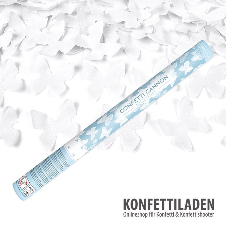 60cm Hand Konfetti Shooter - Schmetterlinge - Weiss