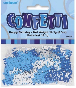 Tischkonfetti - Happy Birthday - Blau Silber Mix