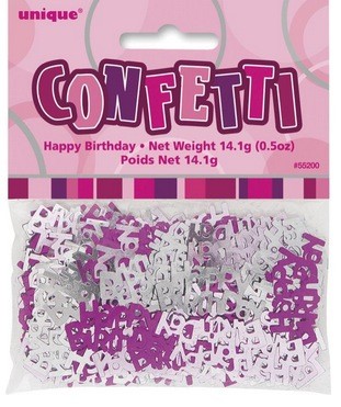 Tischkonfetti - Happy Birthday - Pink Silber Mix
