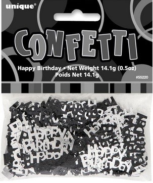 Tischkonfetti - Happy Birthday - Schwarz Silber Mix