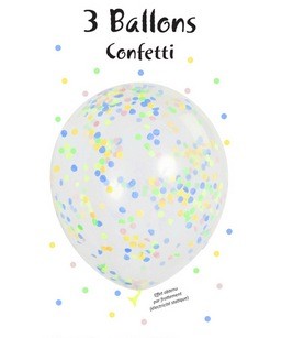 3er Blister Konfetti Luftballons - Pastell Konfetti