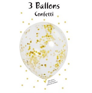 3er Blister Konfetti Luftballons - Gold Metallic