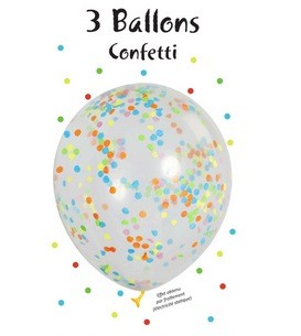 3er Blister Konfetti Luftballons - Multicolor Konfetti