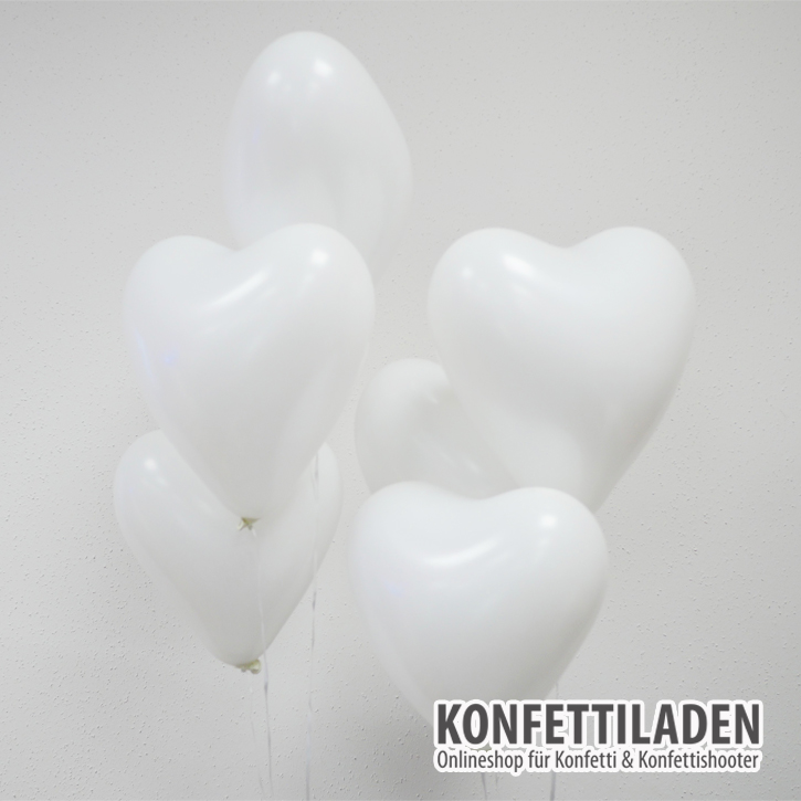 50 Herzenballons - Weiss